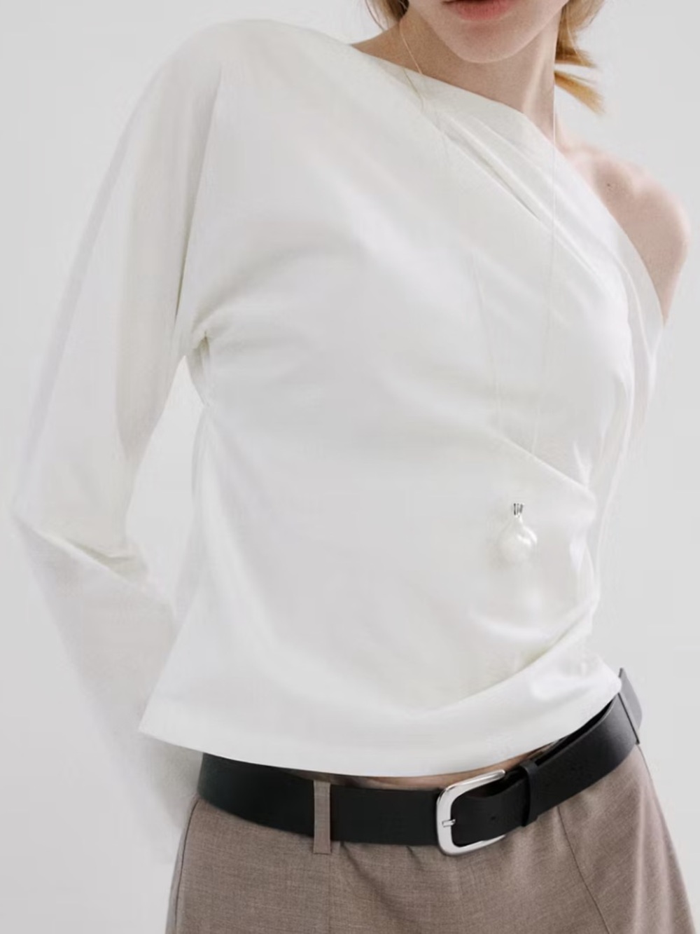 Mango White Women's Blouse with Hang Tag COTTON BLOUSE WITH ASYMMETRICAL COLLAR - Picture 6 of 6
